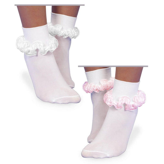 Sheer Ribbon Tutu Lace Turn Cuff Socks 1 Pair