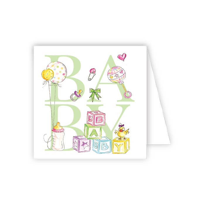 Green Baby With Sweet Icons Enclosure Card