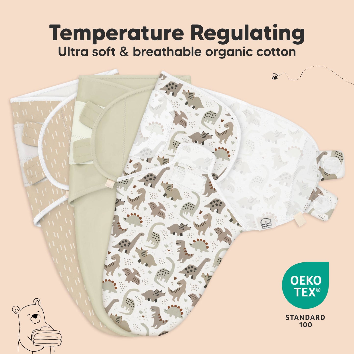 3pk Soothe Baby Swaddles 0-3 Months, Sleep Sack for Newborns