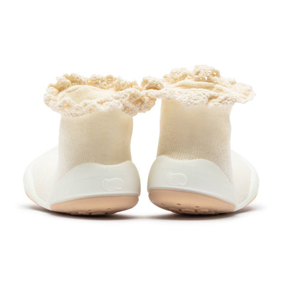 Komuello first walker baby sock shoes-Lace trim