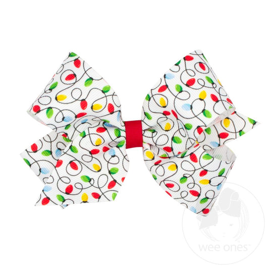Medium Christmas Print Grosgrain Hair Bow