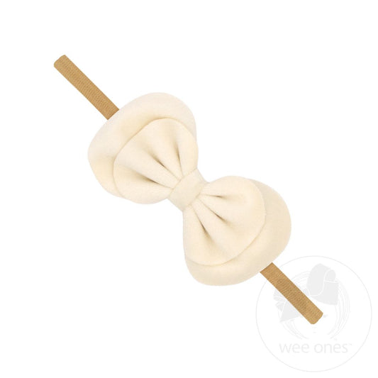 Faux Velvet Double Bowtie on Nude Band