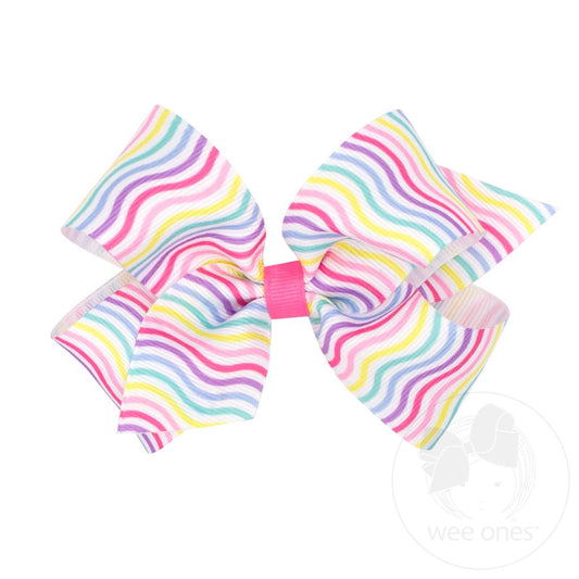 Medium Birthday Girl Print Grosgrain Hair Bow