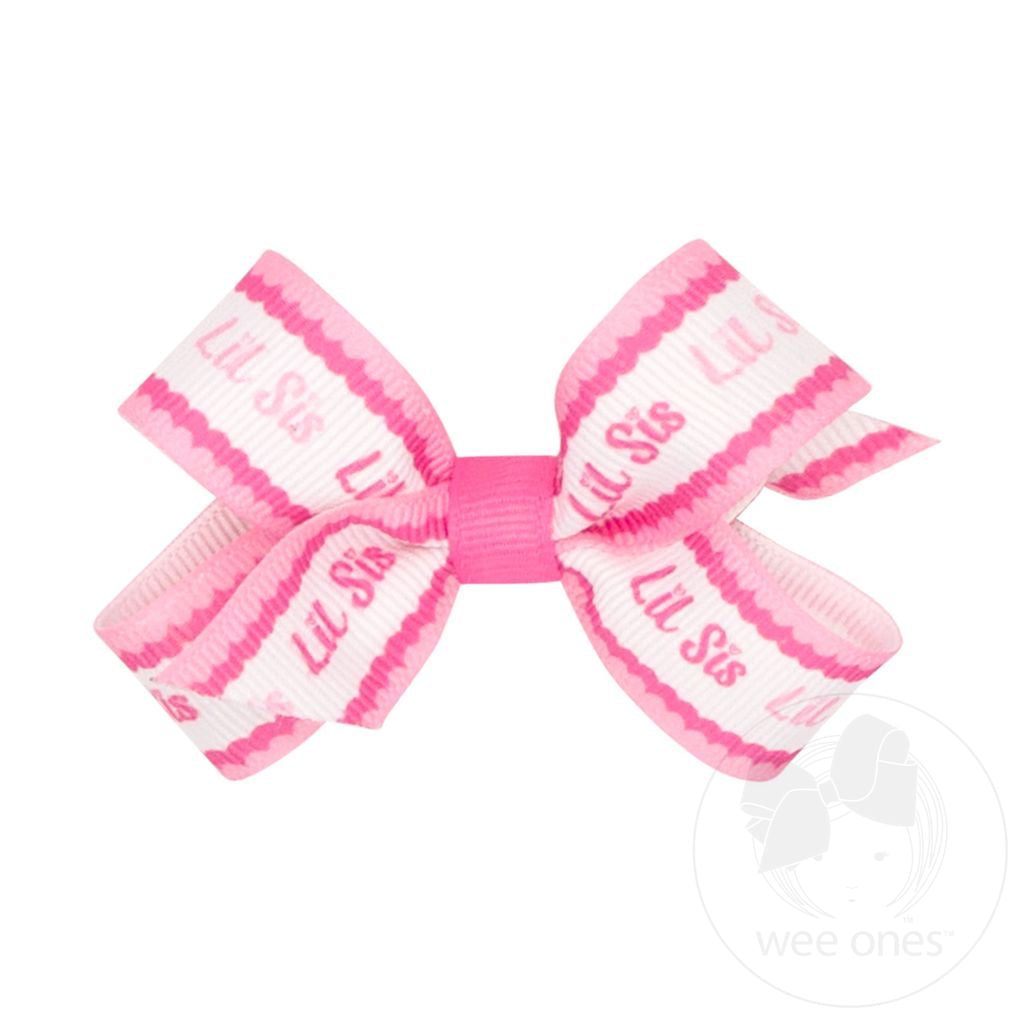 Mini Lil Sis Print Grosgrain Hair Bow