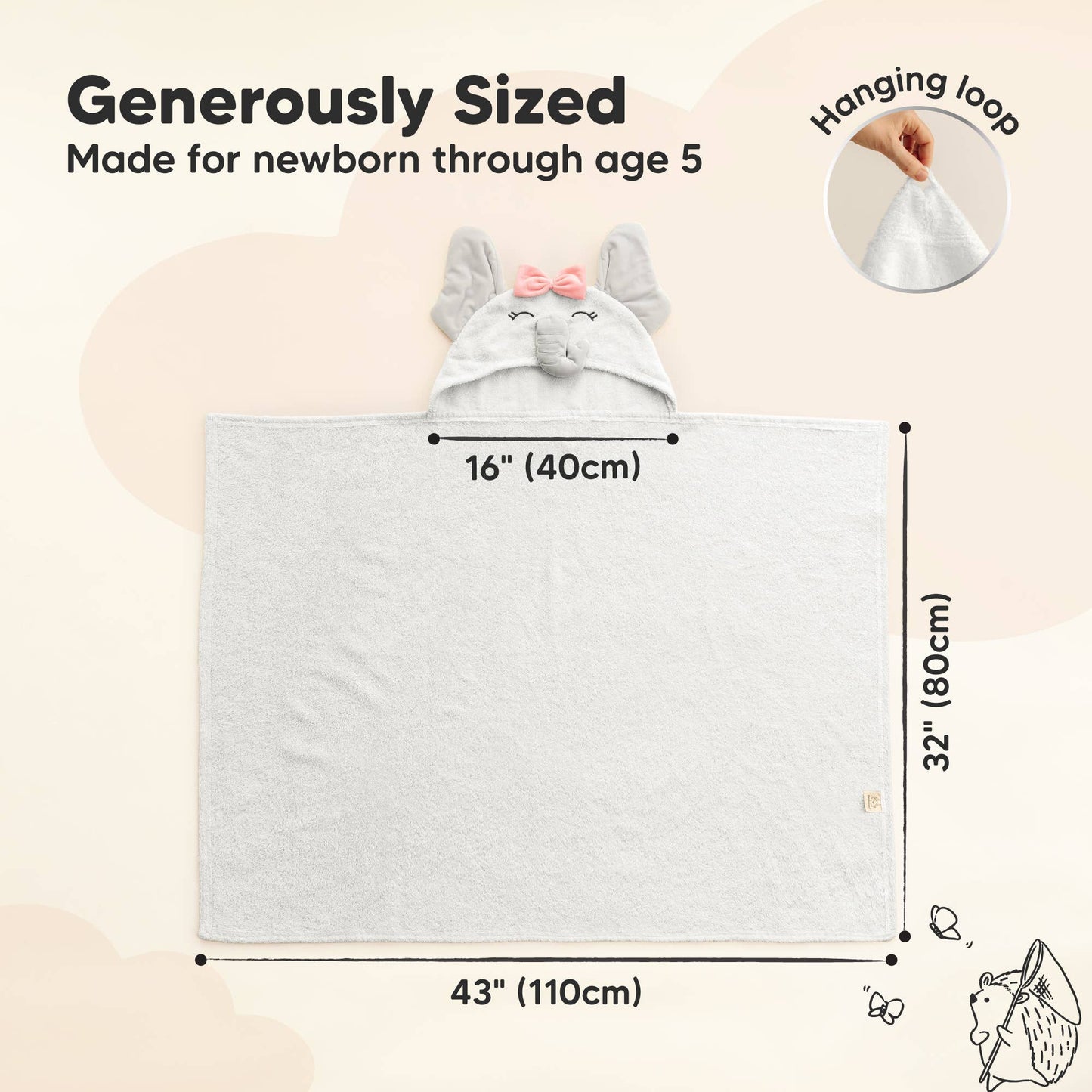 Playpals Hooded Baby Bath Towels for Newborn