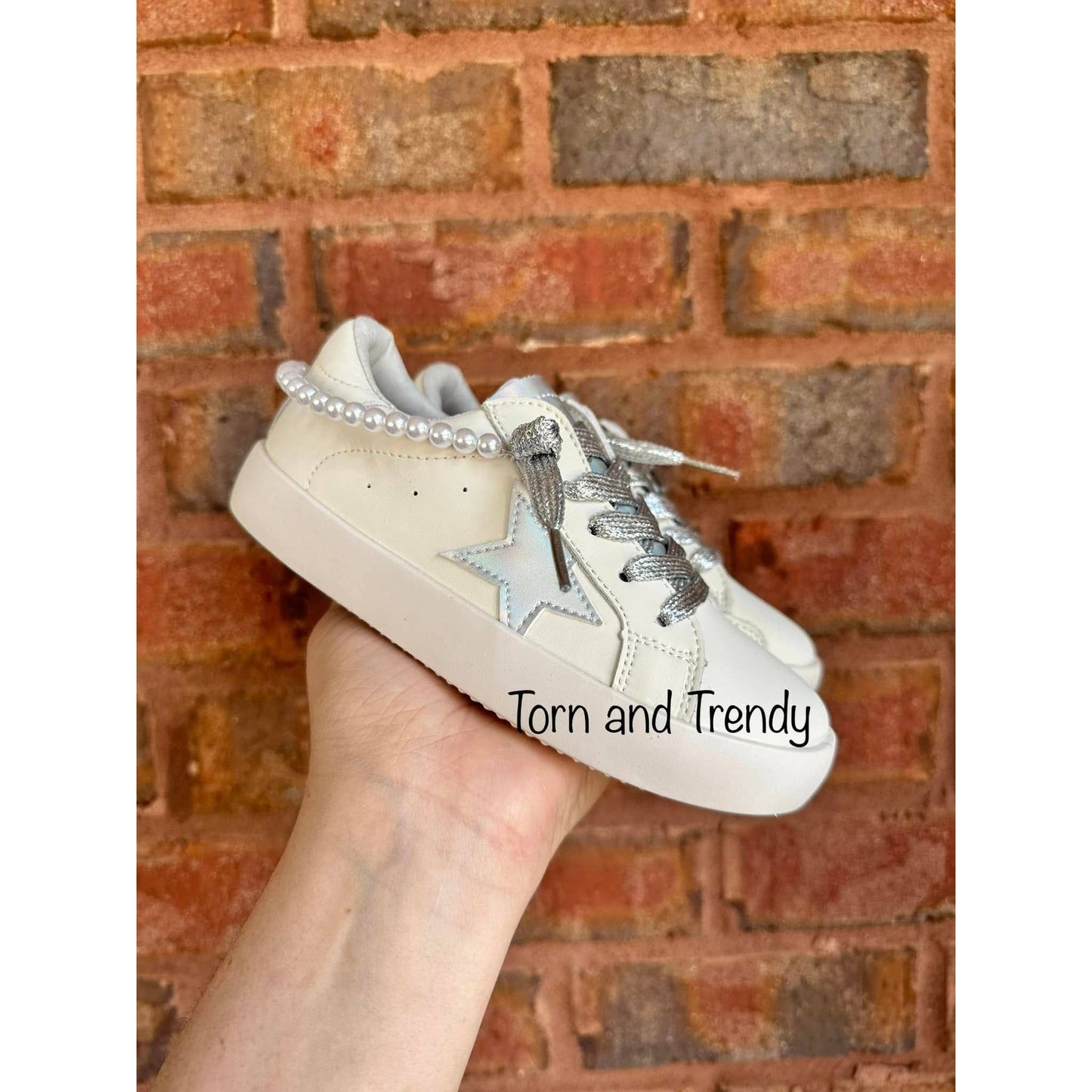 Pearls and Silver Star Sneakers
