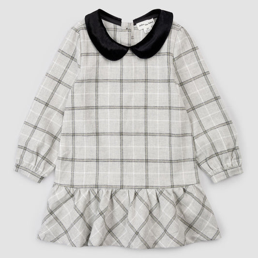 Yarn-Dye Plaid Flannel Collared Dress