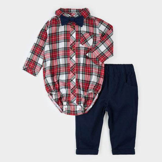 Red Plaid on Flannel 3pc Outfit Set