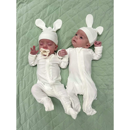 Snow Ribbed Baby Bunny Beanie Hat