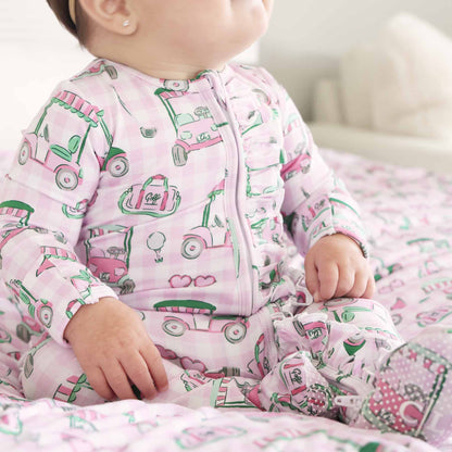 Birdie Babes Ruffle Zipper Footie | Pink