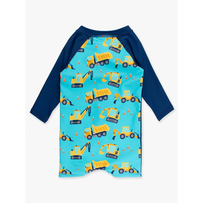 Baby Boys Under Construction Long Sleeve One Piece Rash Guard Swimsuit