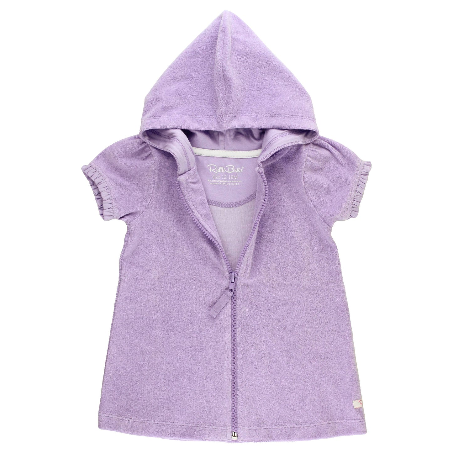 Girls Lavender Terry Full-Zip Cover Up