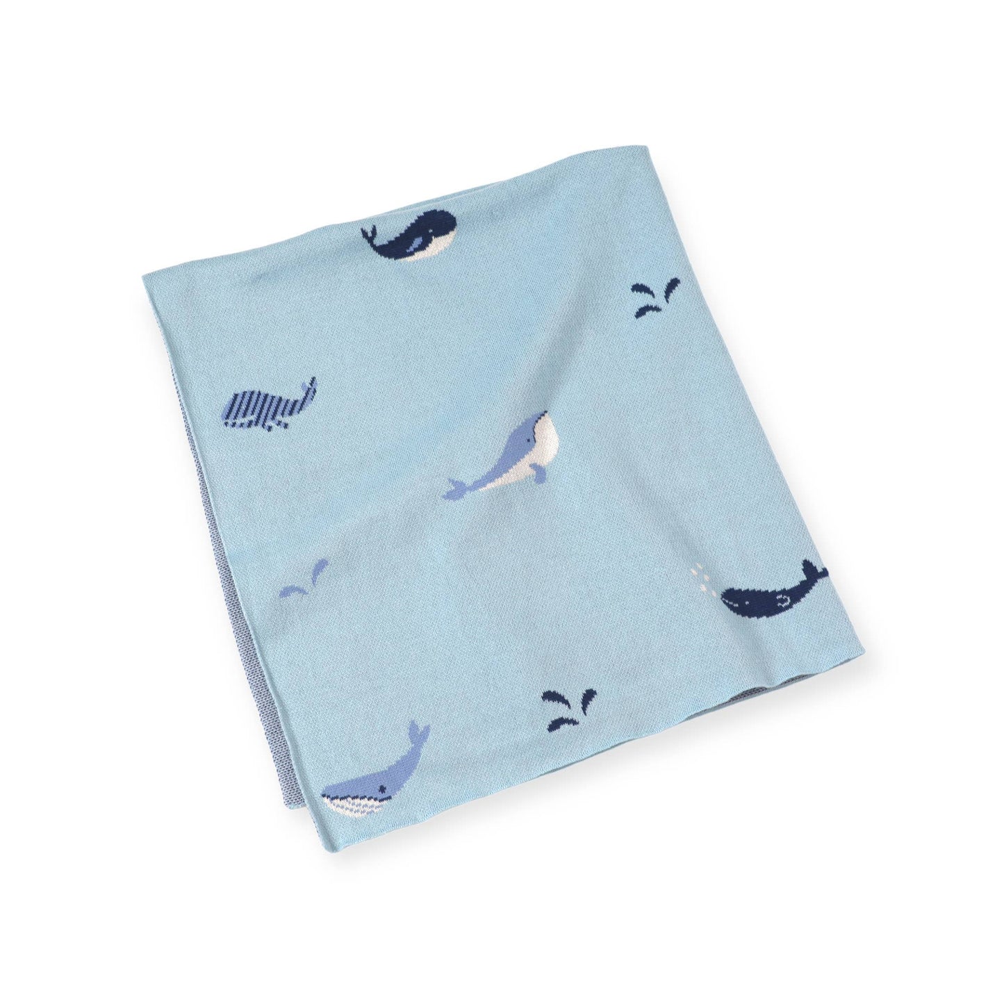 Whales - Organic Cotton Jacquard Sweater Knit Baby Blankets