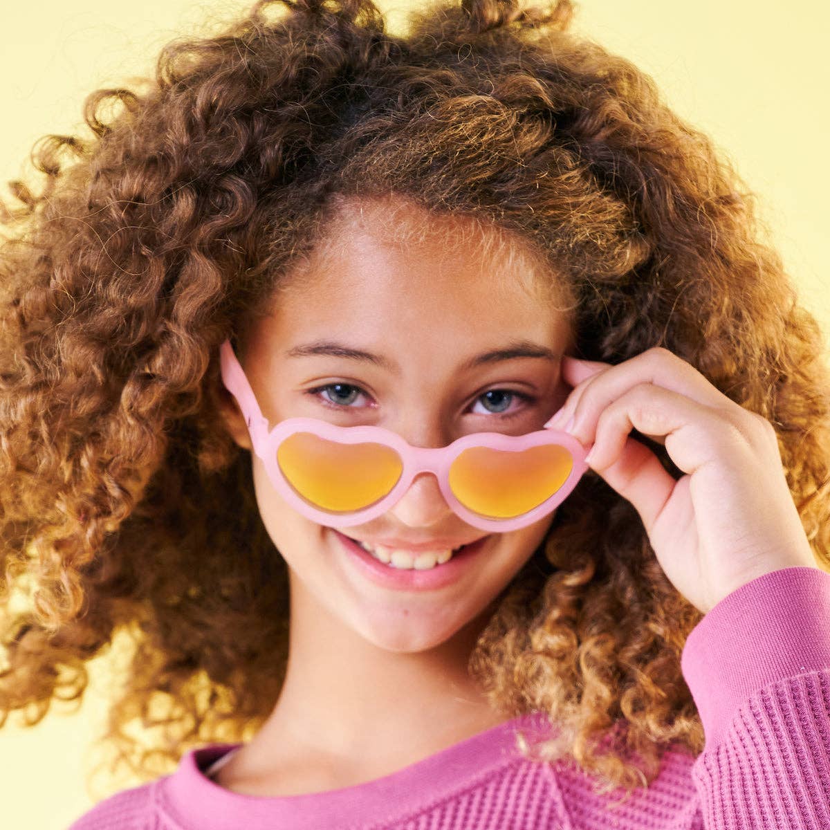 Frosted Pink Heart | Purple Polarized Mirrored Lenses: Ages 3-5