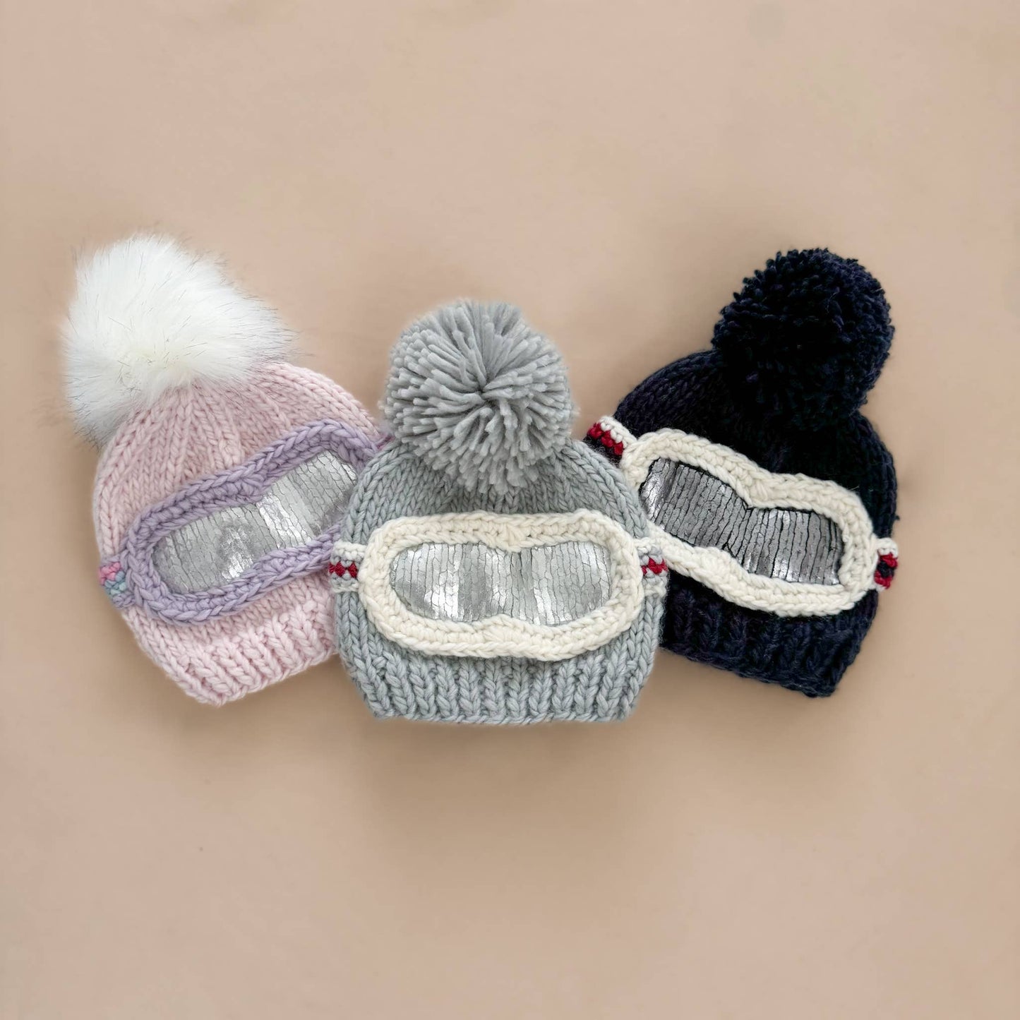 Ski Goggles Beanie, Bowie Grey Baby Kids Adult Snowboard Hat