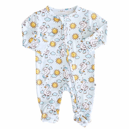 Silly Goose Zipper Footie | Blue