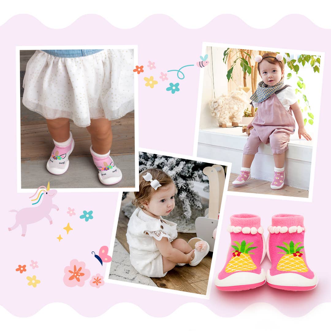 Komuello first walker baby sock shoes-Sneakers - Pink