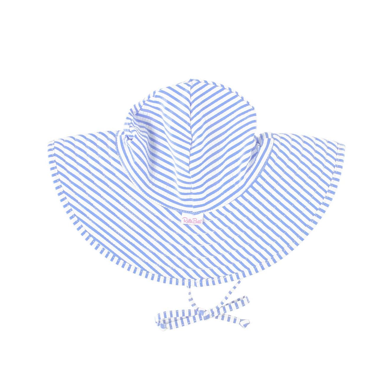 Girls Periwinkle Blue Seersucker Swim Hat