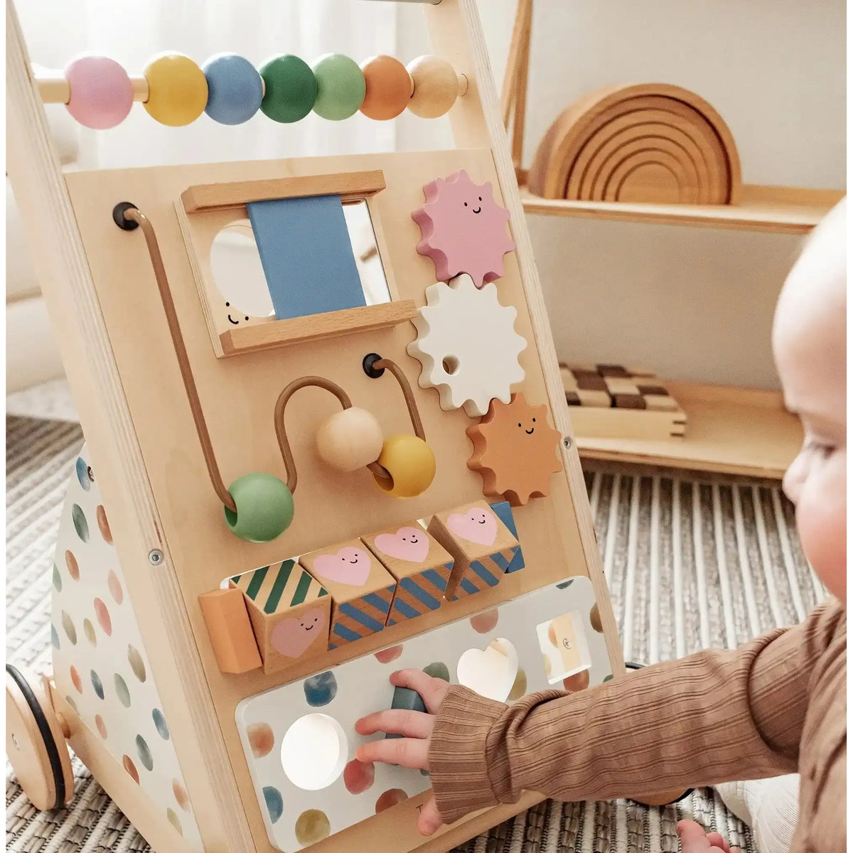 Tiny Land® Versatile Natural Wooden Baby Walker