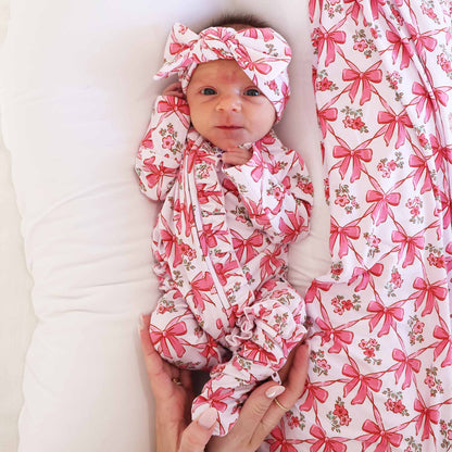 Bow Besties Ruffle Zipper Footie
