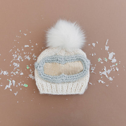 Ski Goggles Beanie, Cream Baby & Kids Winter Hat