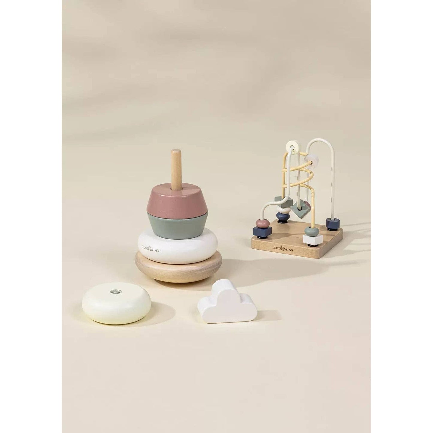 Wooden Baby Toy Gifting Set Stacking Rings & Bead Maze
