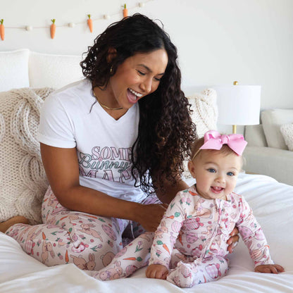 Hoppy Spring Ruffle Zipper Footie | Pink