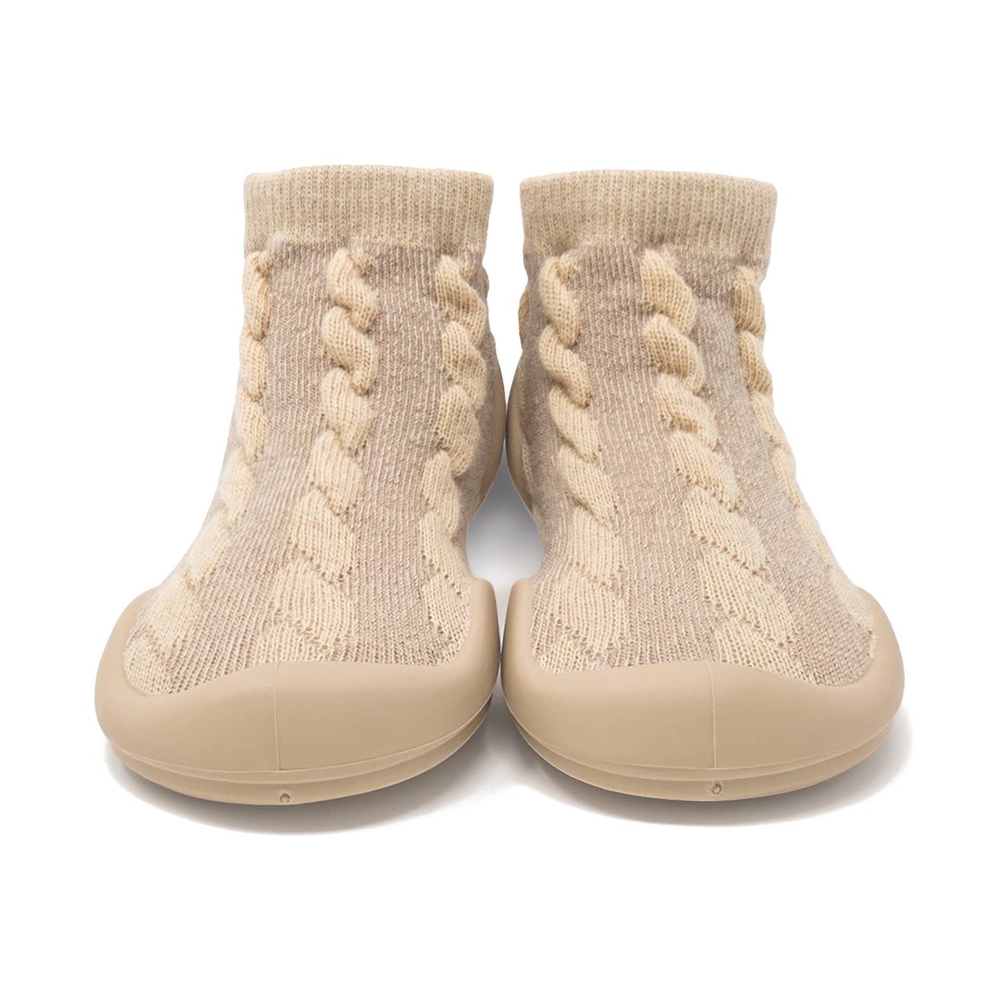 Komuello first walker baby sock shoes - Cable- Dark Beige