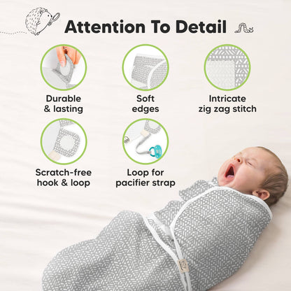 3-Pack Soothe Baby Swaddles 0-3 Months with Knot Hat