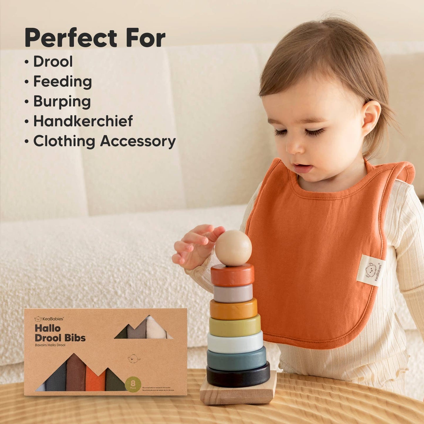 KeaBabies 8-Pack Hallo Drool Bibs