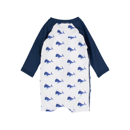Baby Boys Whale Friends Long Sleeve One Piece Rash Guard Swimsuit