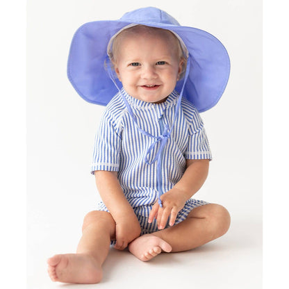 Baby Boys Periwinkle Blue Seersucker Short Sleeve One Piece Rash Guard Swimsuit