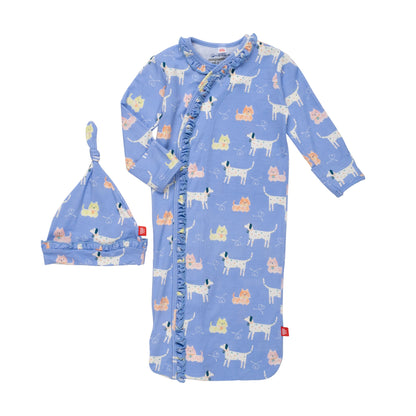 leash on life modal magnetic cozy sleeper gown + hat set