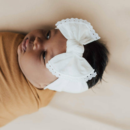 Baby Bling® Trimmed Classic Knot headband: white lace