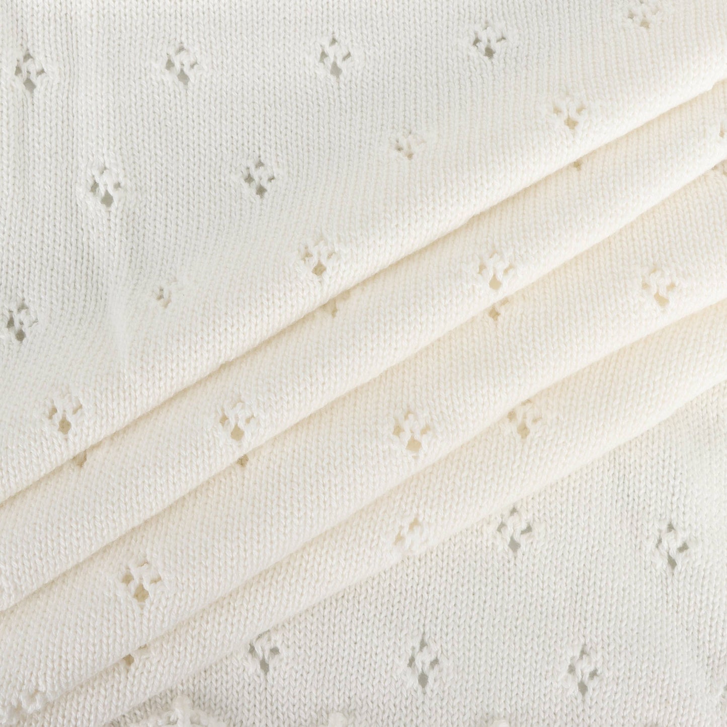 Dove White Classic Pointelle Knit Baby Blanket (Organic)