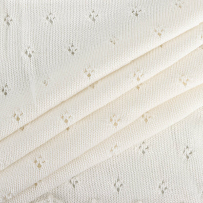 Dove White Classic Pointelle Knit Baby Blanket (Organic)