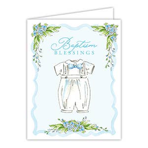 Baptism Blessings Blue Christening Outfit Greeting Card
