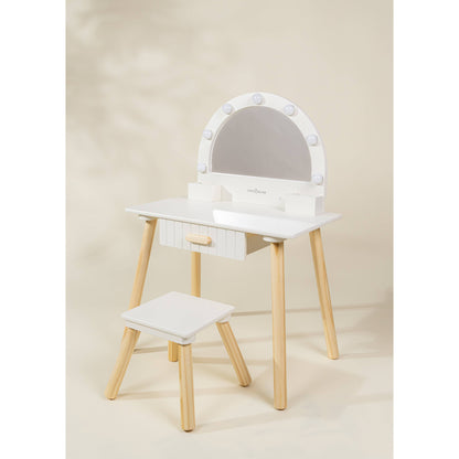 Wooden Play Vanity with Lighted Mirror & stool