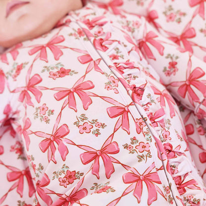 Bow Besties Ruffle Zipper Footie