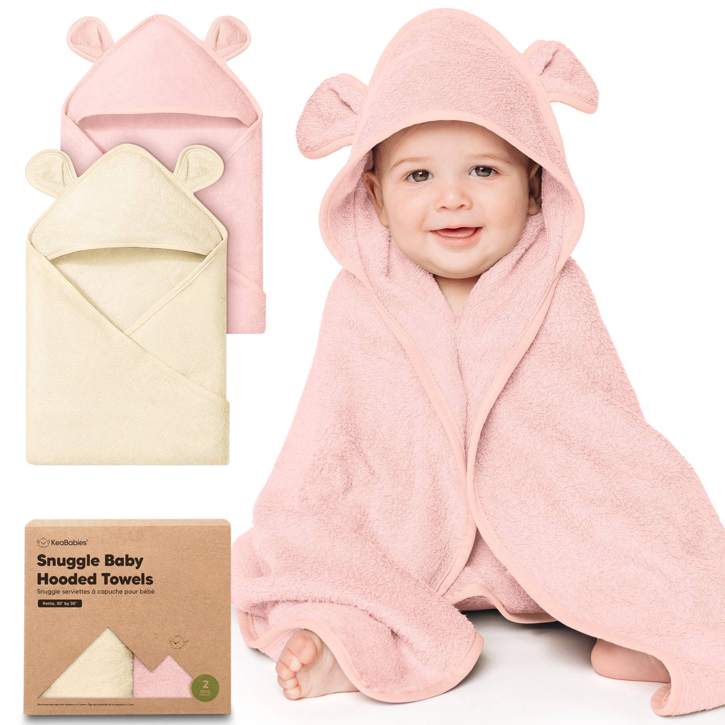 KeaBabies 2-pack Snuggle Baby Hooded Towels