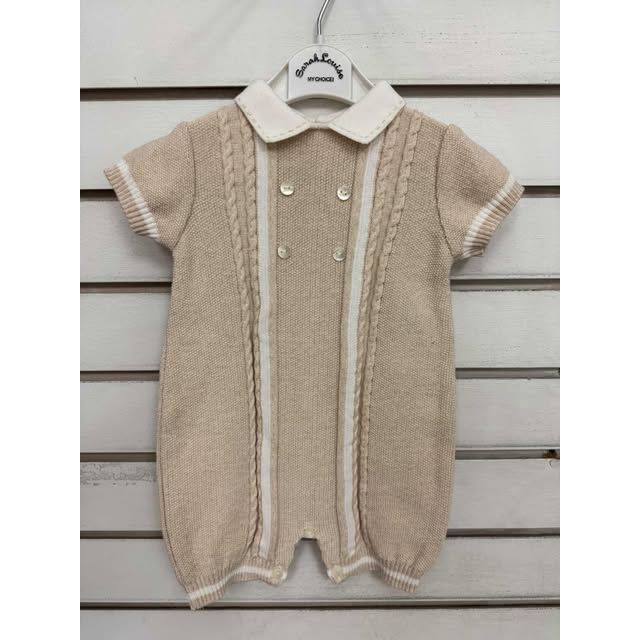 Boys Light Brown Knit Shortall
