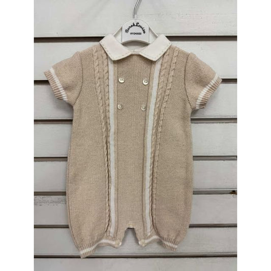 Boys Light Brown Knit Shortall
