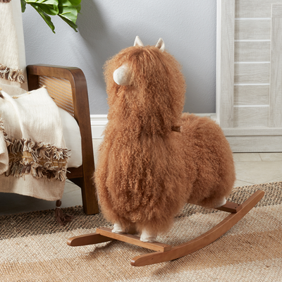 Mongolian Lamb Fur Rocking Llama