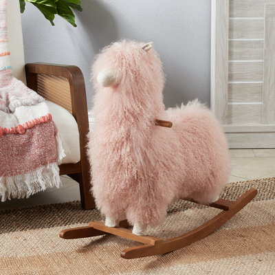 Mongolian Lamb Fur Rocking Llama