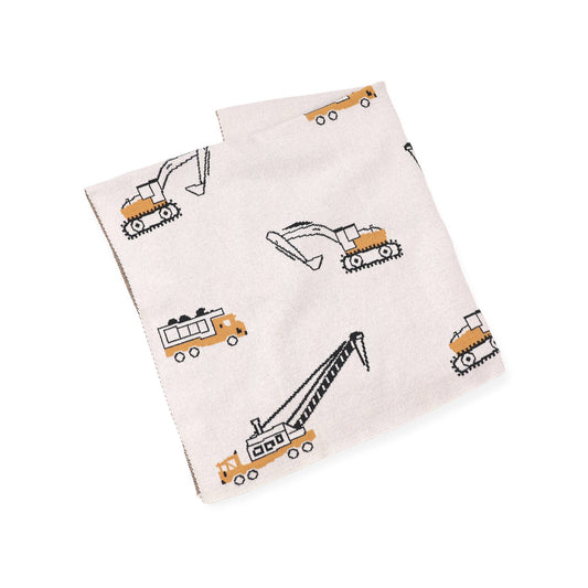 Trucks - Organic Cotton Jacquard Sweater Knit Baby Blankets