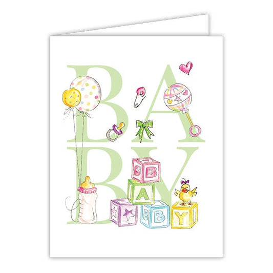 Handpainted Greet Baby With Sweet Icons Greeting Card