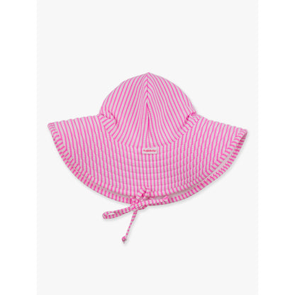 Girls Neon Pink Seersucker Swim Hat