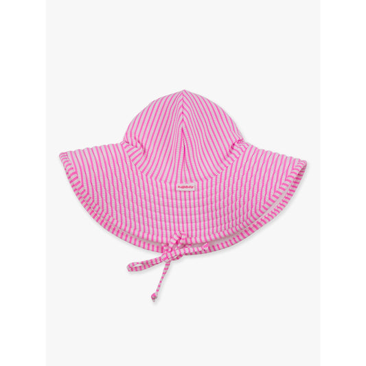 Girls Neon Pink Seersucker Swim Hat