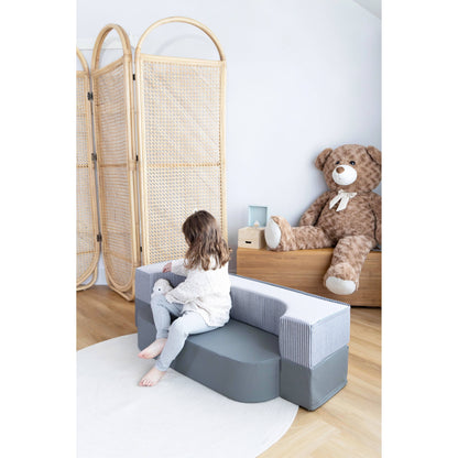 Transformable Vegan Leather Kids Sofa & Cushion - Shades of Night