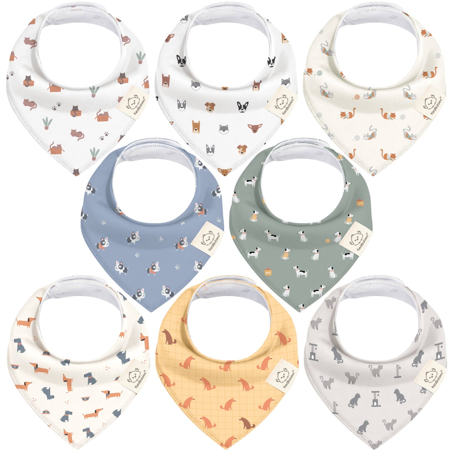 8-pack Baby Bandana Bibs for Boys and Girls